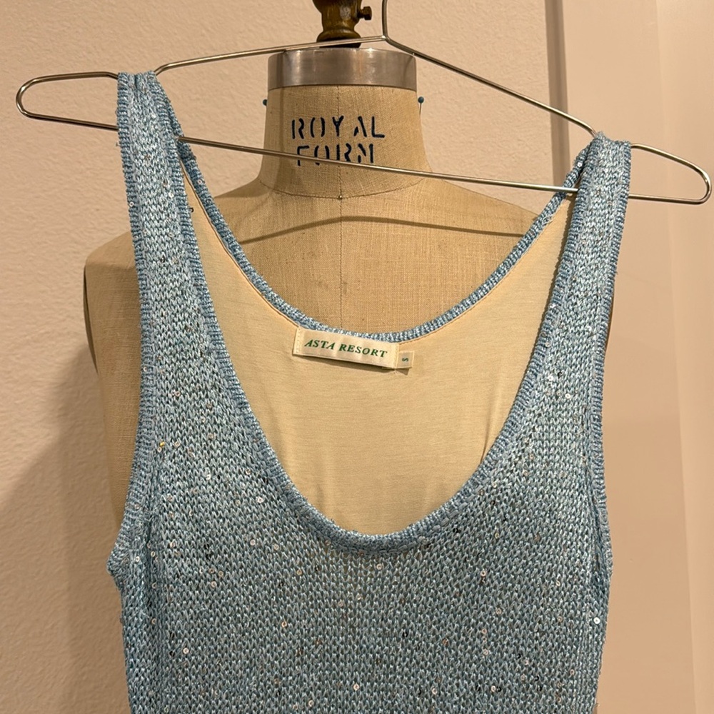 Asta Resort Blue Sequin Dress - Size Small
